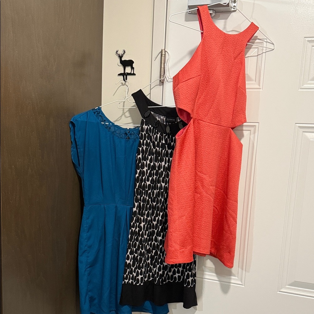 Club Monaco Teal and Coral Midi Dresses